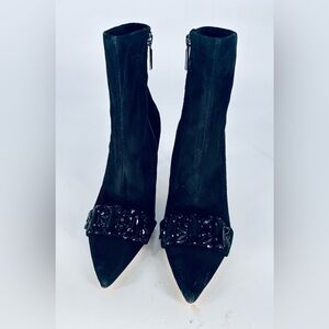 Karl Lagerfeld Black Heeled Sock Boots with Embellishments 6.5M